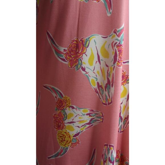 SIMPLY SOUTHERN Wild Bulls DRESS -Size Small -Pink w/Purple Tassels Short Sleeve - Picture 5 of 7